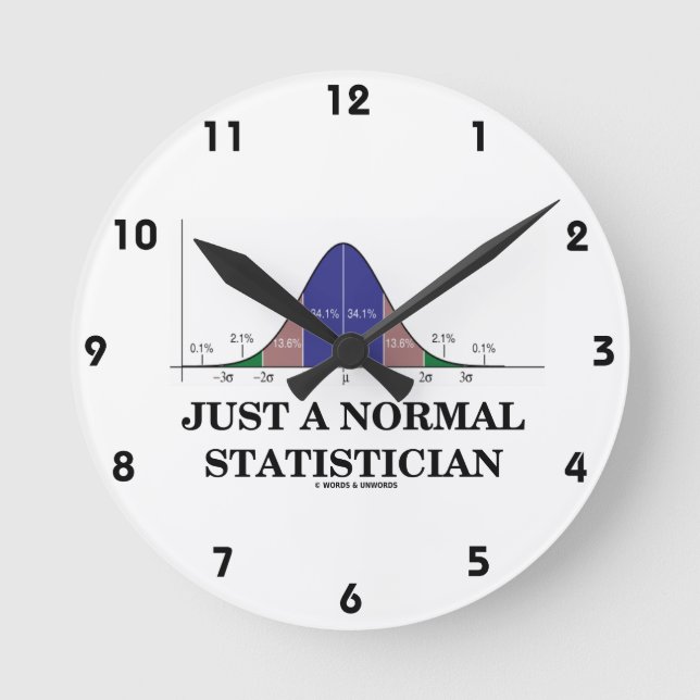 Just A Normal Statistician Bell Curve Humour Round Clock (Front)