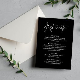 Just a Note Black Minimal Wedding Enclosure Card