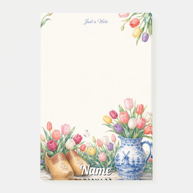 Just a Note Dutch Tulips and Delft Blue  (Front)