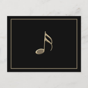 "Just a Note" Gold Music Note Black Postcard