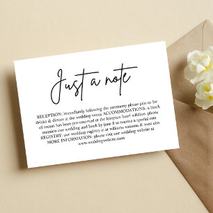 Just a Note Minimal Wedding Details Enclosure Card