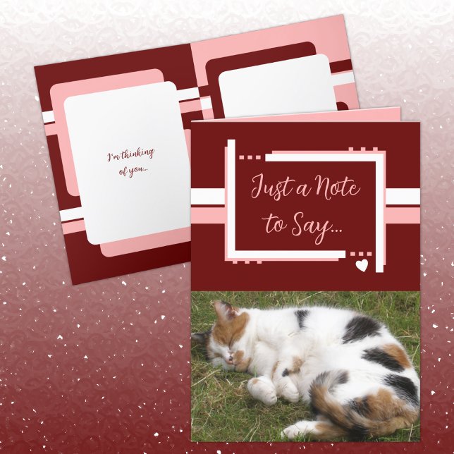 Just a note to say cat photos burgundy pink card (Creator Uploaded)