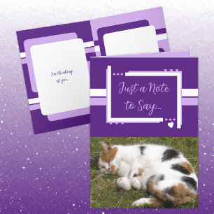 Just a note to say cat photos white purple card