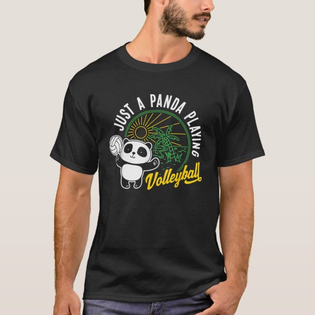 Just A Panda Playing Volleyball Funny Animal Lover T-Shirt (Front)
