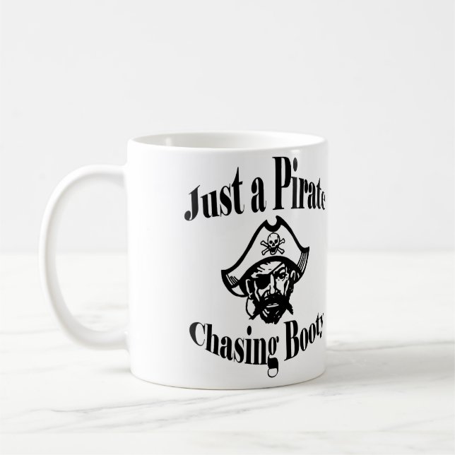 Just a Pirate Chasing Booty - Black Face Coffee Mug (Left)
