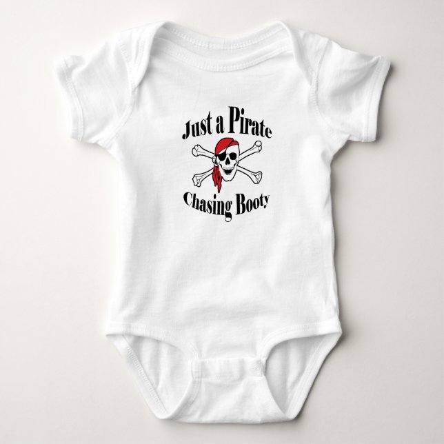 Just a Pirate Chasing Booty - Colourful Skull Baby Bodysuit (Front)