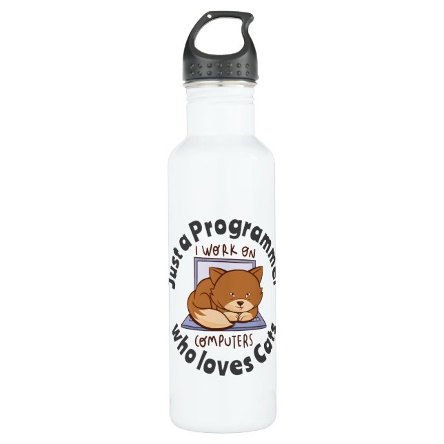 Just a programmer who loves cats 710 ml water bottle (Front)