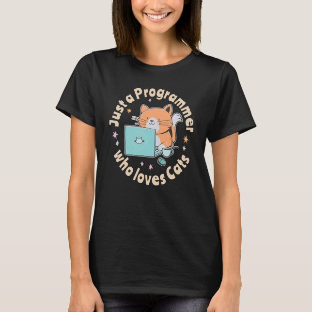 Just a programmer who loves cats and computers Cod T-Shirt (Front)