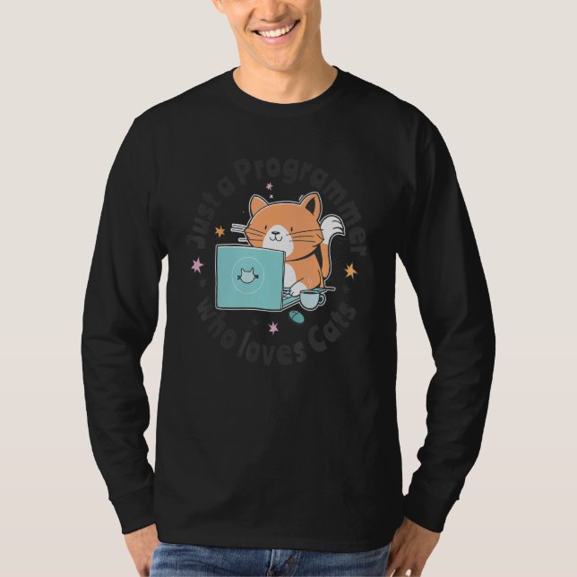 Just a programmer who loves cats and computers Cod T-Shirt (Front)
