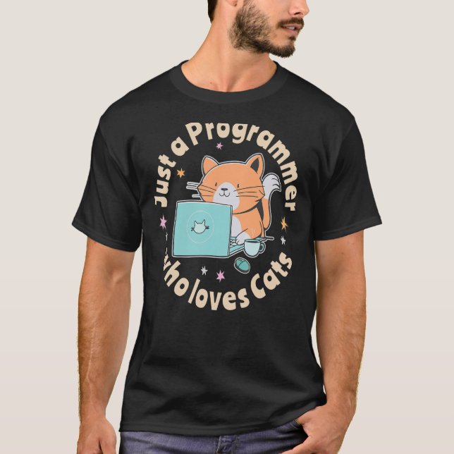 Just a programmer who loves cats and computers Cod T-Shirt (Front)