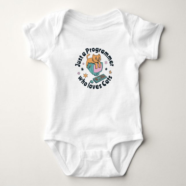 Just a programmer who loves cats baby bodysuit (Front)