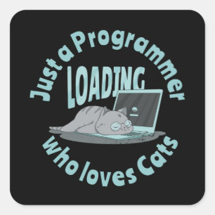 Just a programmer who loves cats square sticker