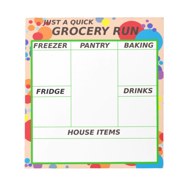 Just a Quick Grocery Run Notepad (Front)