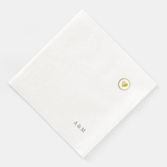 Just a Romantic Faux Gold Heart of Love Napkin (Corner)