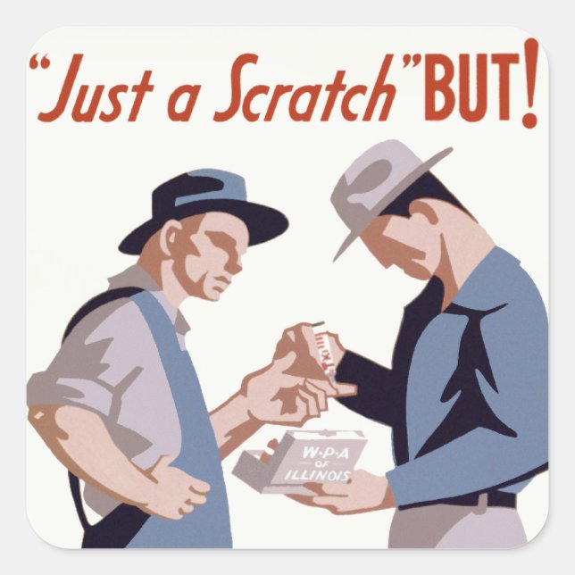 "Just a Scratch" First Aid Poster Square Sticker (Front)