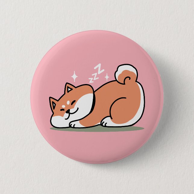 Just a Shiba Lying Low: Cute Shiba Inu Design 6 Cm Round Badge (Front)