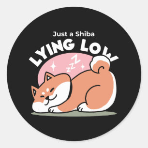 Just a Shiba Lying Low: Cute Shiba Inu Design Classic Round Sticker