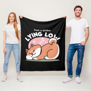 Just a Shiba Lying Low: Cute Shiba Inu Design Fleece Blanket
