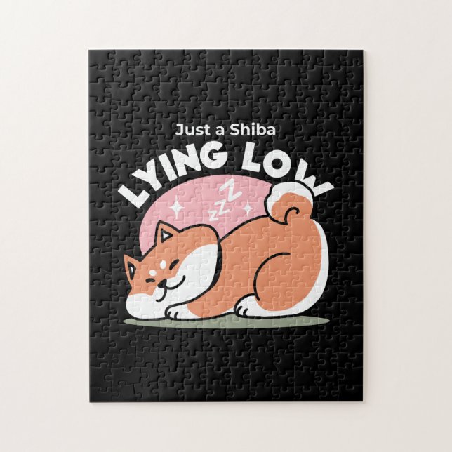 Just a Shiba Lying Low: Cute Shiba Inu Design Jigsaw Puzzle (Vertical)