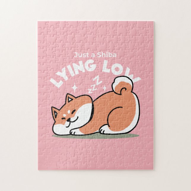 Just a Shiba Lying Low: Cute Shiba Inu Design Jigsaw Puzzle (Vertical)