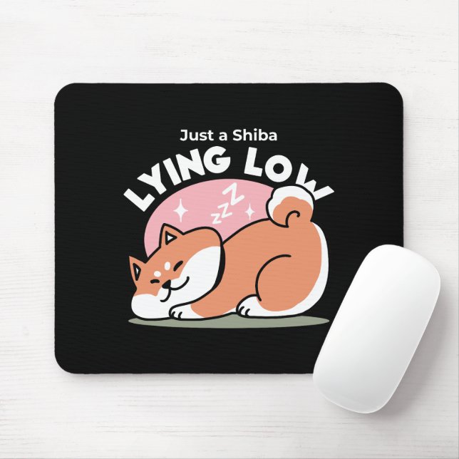 Just a Shiba Lying Low: Cute Shiba Inu Design Mouse Mat (With Mouse)