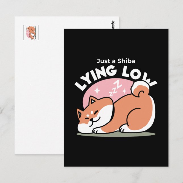 Just a Shiba Lying Low: Cute Shiba Inu Design Postcard (Front/Back)