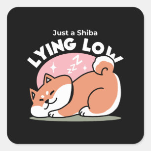 Just a Shiba Lying Low: Cute Shiba Inu Design Square Sticker