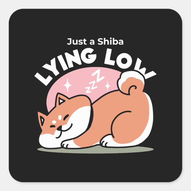 Just a Shiba Lying Low: Cute Shiba Inu Design Square Sticker (Front)