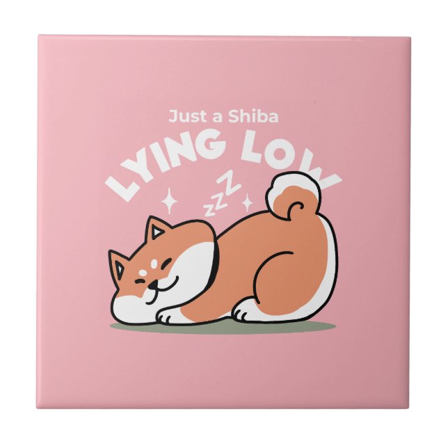 Just a Shiba Lying Low: Cute Shiba Inu Design Tile (Front)