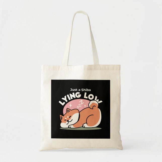 Just a Shiba Lying Low: Cute Shiba Inu Design Tote Bag (Front)