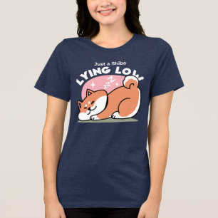 Just a Shiba Lying Low: Cute Shiba Inu Design Tri-Blend Shirt