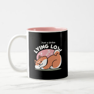 Just a Shiba Lying Low: Cute Shiba Inu Design Two-Tone Coffee Mug