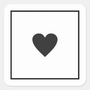 just a simple black love heart wedding  square sticker