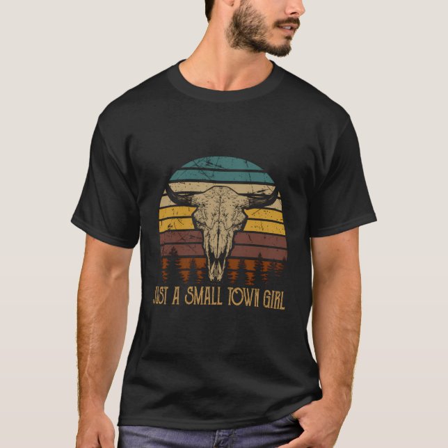 Just A Small Town Girl Leopard Bull-Skull Love Cou T-Shirt (Front)