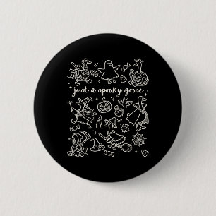 Just A Spooky Goose Cute Silly Halloween Doodles 6 Cm Round Badge