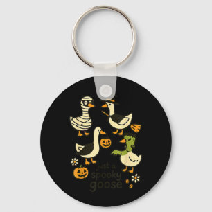 Just A Spooky Goose Funny Halloween Cartoon Key Ring