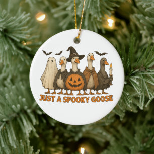 Just A Spooky Goose Halloween For Boy Girl Pumpkin Ceramic Tree Decoration