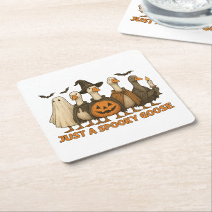 Just A Spooky Goose Halloween For Boy Girl Pumpkin Square Paper Coaster