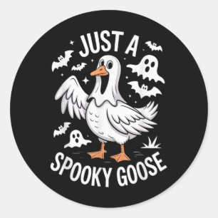 Just A Spooky Goose Halloween Ghost Trick Or Treat Classic Round Sticker