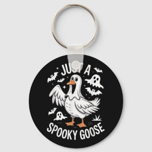 Just A Spooky Goose Halloween Ghost Trick Or Treat Key Ring
