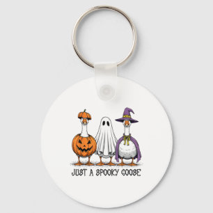 Just A Spooky Goose Halloween Ghost Witch Pumpkin  Key Ring