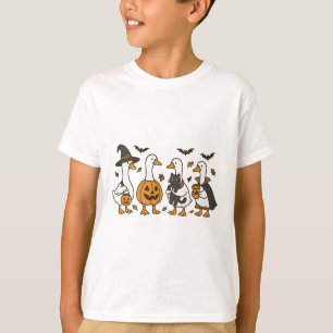 Just A Spooky Goose Halloween Goose Witch Ghost Si T-Shirt