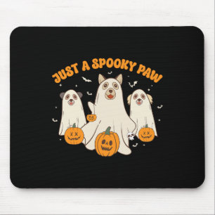 Just A Spooky Paw Cute Ghost Dogs Funny Halloween Mouse Mat