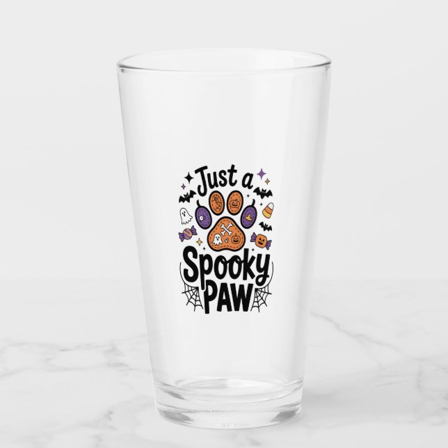 Just A Spooky Paw PNG, Dog Halloween Glass (Front)