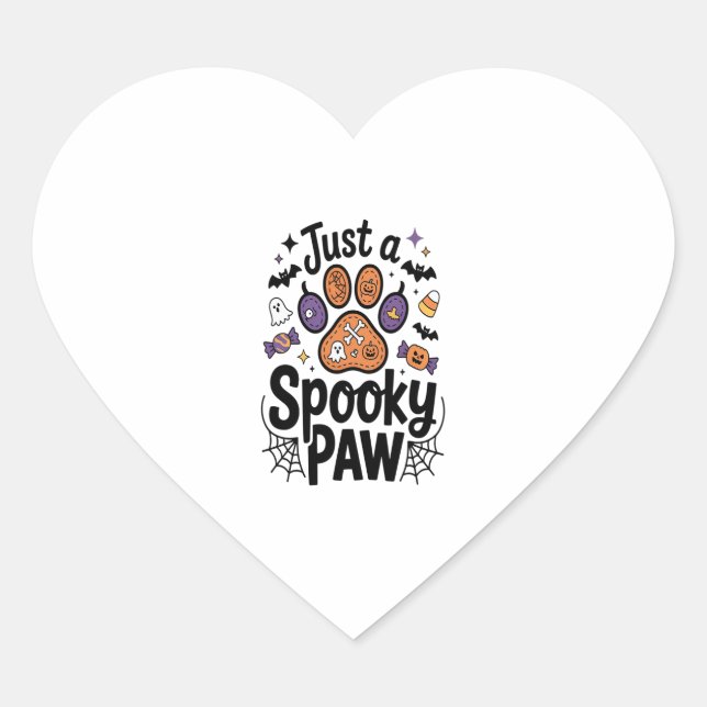 Just A Spooky Paw PNG, Dog Halloween Heart Sticker (Front)