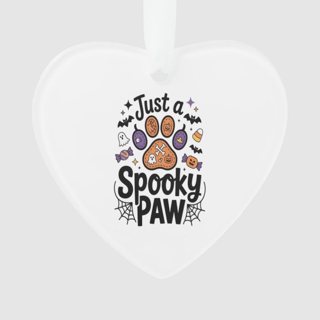Just A Spooky Paw PNG, Dog Halloween Ornament (Front)
