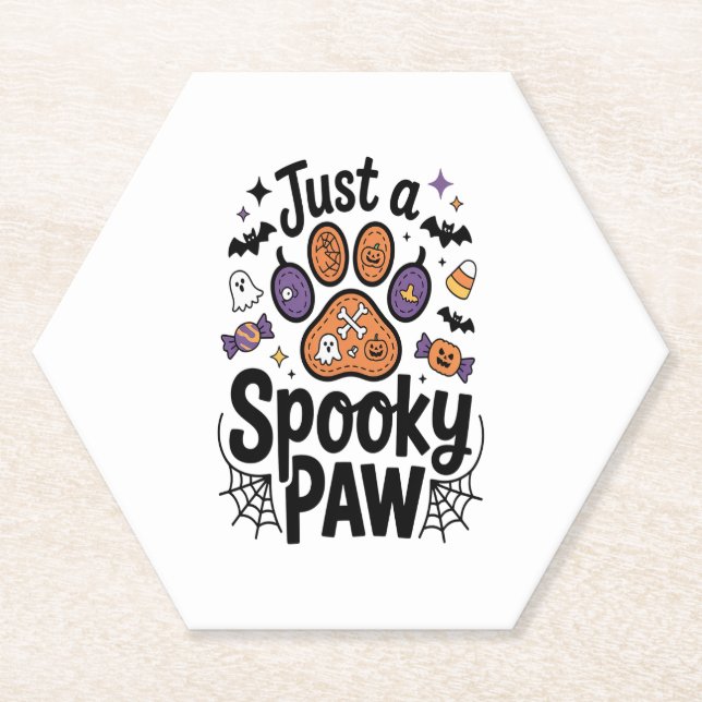 Just A Spooky Paw PNG, Dog Halloween Paper Coaster (Front)
