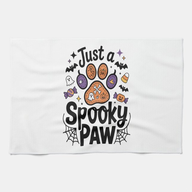 Just A Spooky Paw PNG, Dog Halloween Tea Towel (Horizontal)