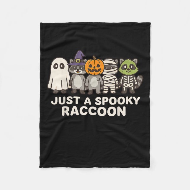 Just A Spooky Racoon Halloween Costume Cartoon De Fleece Blanket (Front)