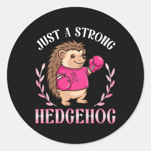 Just A Strong Boxing Hedgehog Fighting Breast Canc Classic Round Sticker